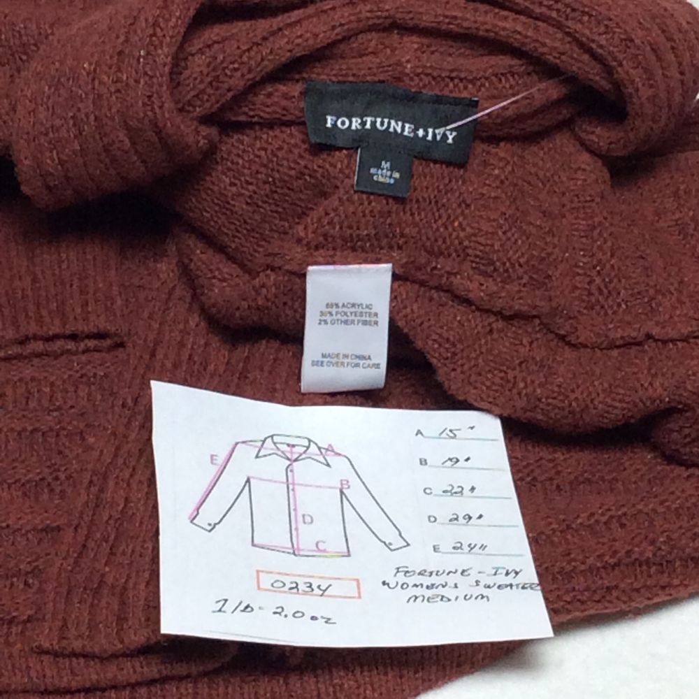 Fortune + Ivy Cardigan Sweater Ribbed Knit Button Detail Rust/Brown Medium - Picture 5 of 5